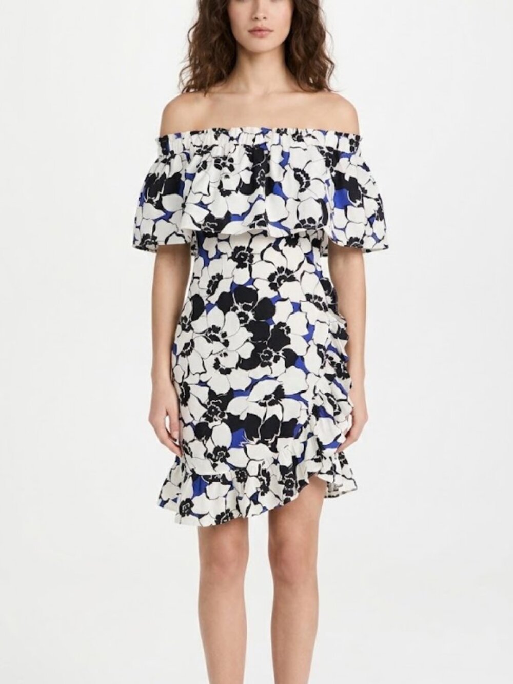 Who What Wear Graphic Zinnia Off-The-Shoulder Dress Size L